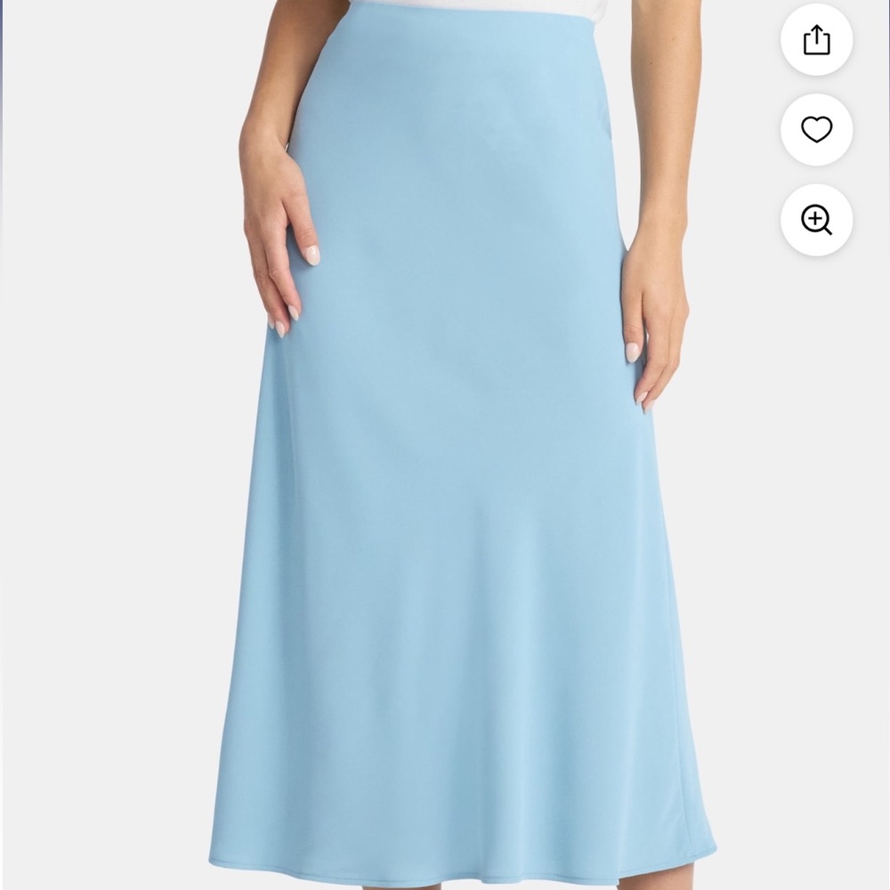 Elegant Blue Midi Slip Skirt, NWT